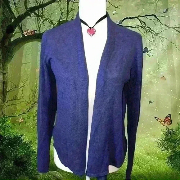 Eileen Fisher Linen Purple Cardigan - Picture 1 of 8